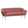 3-sed Chesterfield růžový s dřevěnými nožičkami