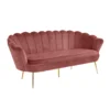 3-sed pohovka Velvet růžová, chrom-zlatý, Art Deco – NOBLIN