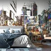 Abstraktní panorama města samolepící tapeta