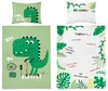 Bambusové povlečení do postýlky DINO, oboustranné, zelené