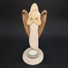 Barevný dřevěný anděl svícen srdce 25 cm