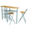 Barový set: stůl a 2 židle, buk, 120×40 cm