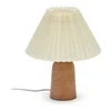 Béžová stolní lampa z kaučukového dřeva s textilním stínidlem