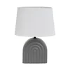 Bílá a šedá keramická stolní lampa s textilním stínidlem