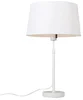 Bílá stolní lampa s nastavitelným výškovým stínítkem
