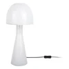 Bílá stolní lampa s skleněným stínidlem