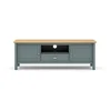 Borovicový TV stolek Misti 158x53x40 cm šedozelený
