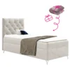 Boxspringová postel 90x200 Velvet bílá levá GULIETTE + dárek