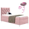Boxspringová postel 90x200 Velvet růžová – levé provedení, GULIETTE + dárek