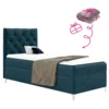 Boxspringová postel GULIETTE 90x200 tmavě modrá Velvet levá + dárek