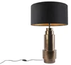 Bronzová art deco stolní lampa s černým a zlatým stínidlem 50 cm