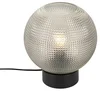 Černá designová stolní lampa s kouřovým sklem
