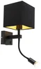 Černá nástěnná lampa Zeno s USB a stylovým čtvercovým stínidlem