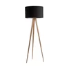 Černá stojací lampa s dřevěnými nohami Zuiver Tripod Wood