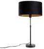 Černá stolní lampa s oválným sametovým stínidlem 35 cm
