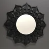 Černé dřevěné zrcadlo Mandala 51 cm