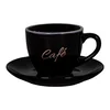 Černý keramický šálek na espresso s podšálkem Mandala