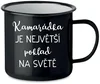 Černý smaltovaný plecháček 350 ml - Kamarádka je největší poklad