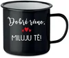 Černý smaltovaný plecháček 350 ml s motivem Miluji Tě