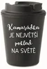 Černý termohrnek 300 ml s vtipným nápisem KAMARÁDKA JE NEJVĚTŠÍ POKLAD