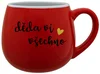 Červený keramický hrníček DĚDA VÍ VŠECHNO 300 ml