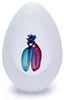 České skleněné těžítko ve tvaru vajíčka, modro-růžové tóny, 7 cm