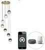 Chytré mosazné závěsné svítidlo Pallon 7 LED s Wi-Fi ovládáním