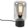 Designová černá stolní lampa s kouřovým sklem