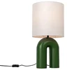 Designová zelená stolní lampa Lotti s bílým lněným stínítkem