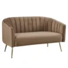 Designový 2-sed s hnědou velvetovou tkaninou a zlatými chromovými prvky