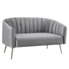 Designový 2-sed s šedou velvet látkou a zlatým chromem