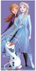 Dívčí plážová osuška Frozen Anna a Elsa s Olafem 70x140 cm