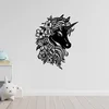 Dřevěná dekorace Unicorn Černá 20x26 cm