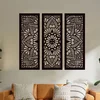 Dřevěná mandala QUADRO 3dílná Černá 96x80 cm