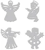 Dřevění vánoční andělé sada 7x8 cm, šedá