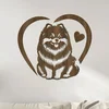 Dřevěný obraz psa Pomeranian v srdci 40x35 cm ořech