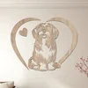 Dřevěný obraz psa Shih Tzu se srdcem 40x32 cm, dub Sonoma