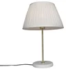 Elegantní retro mosazná stolní lampa s krémovým plisovaným stínítkem - Kaso