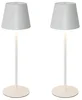 Elegantní sada dvou bílých stolních lamp Murdock s dotykovým stmívačem a bezdrátovým nabíjením