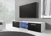 IWORU TV stolek s LED, bílý/černý lesk