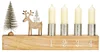 Jednoduchý přírodní dřevěný svícen ve tvaru jelena 31x16 cm