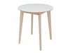 Jídelní stůl MECOPHAG, bílá/dub sonoma, 70 cm Ø, 5 let záruka