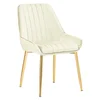 Jídelní židle PERLIA Velvet béžová se zlatými chromovanými nohami