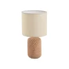 Krémovo-cihlová stolní lampa s textilním stínidlem