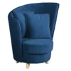 Křeslo Art Deco ROUND, modrá Velvet, dubové nohy