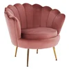 Křeslo Art Deco z růžové Velvet s nohami v zlatém chromu – NOBLIN