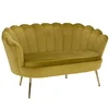 Lavice Art Deco Velvet hořčicová, zlaté chromové nohy