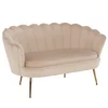 Lavice Noblin Art Deco s béžovým velvetem a zlatým chromem