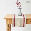 Lněný stolní běhoun Red Stripe Vintage 40x200 cm