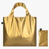 LOQI METALLIC Matt Gold – skládací nákupní taška s taštičkou